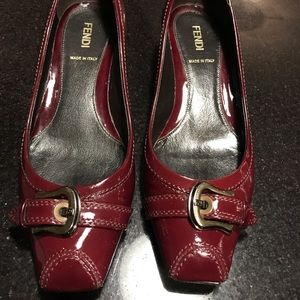 Fendi Burgundy Patent Leather Heels